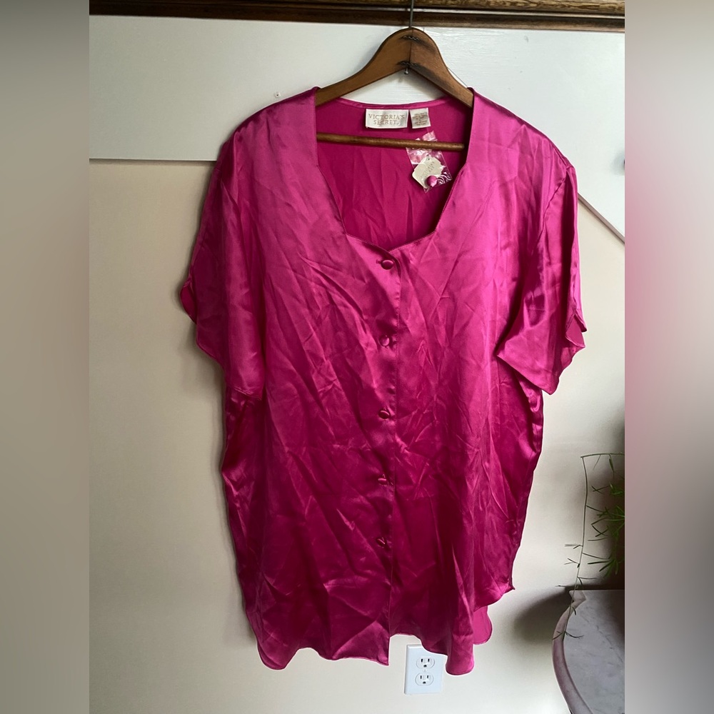 Vintage Victoria's Secret Gold Label Silk Satin Sleep Shirt Nightgown Women's L